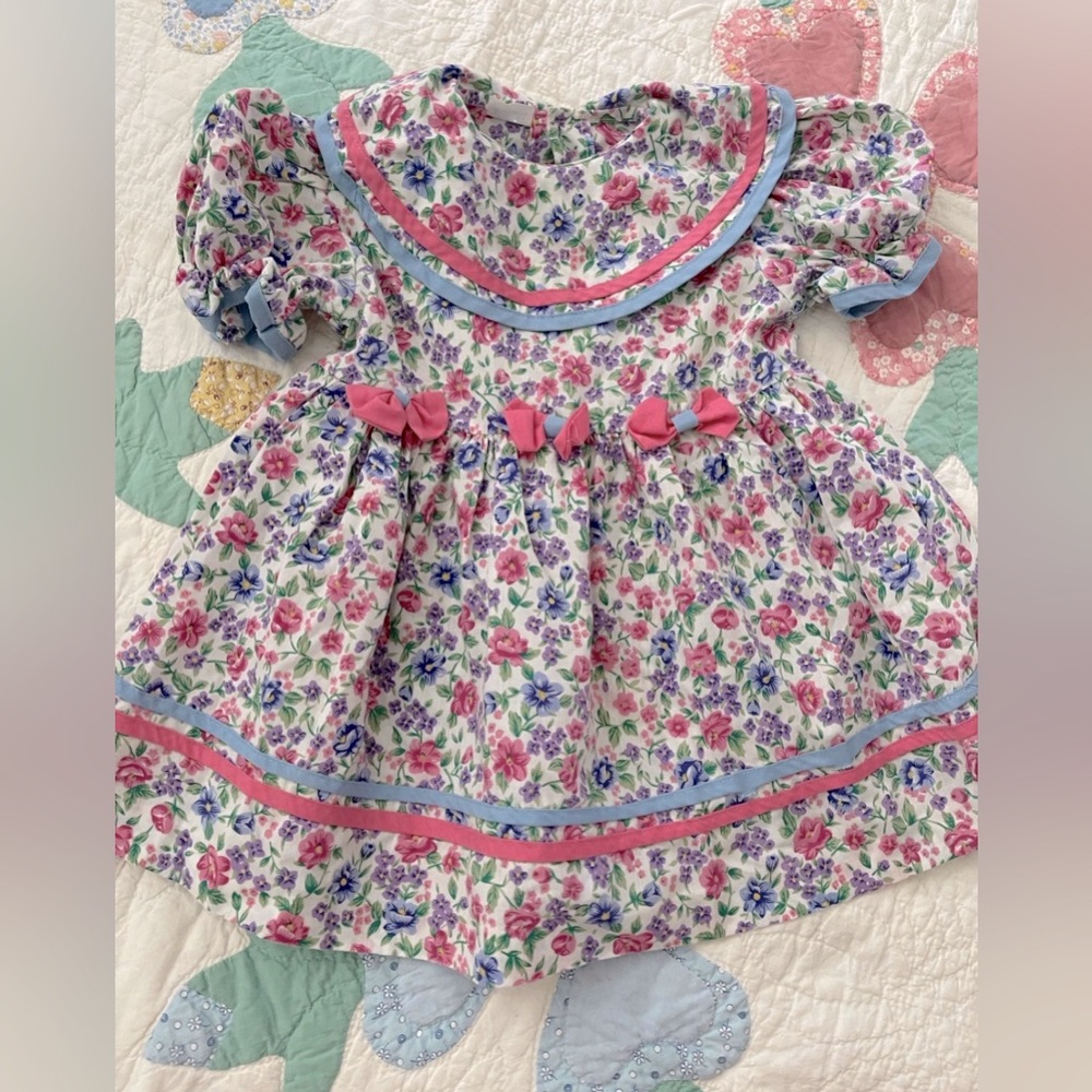 Vintage floral toddler dress 80s 90s